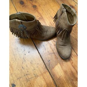 Indigo Ankle Fringed Boots